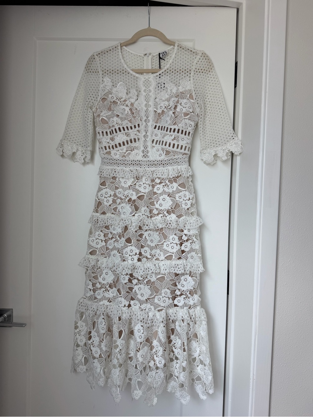ASOS White Floral Lace Midi Dress